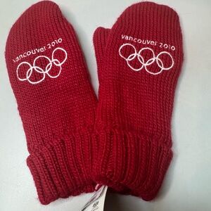 Red Olympic Knit Mittens - L/XL